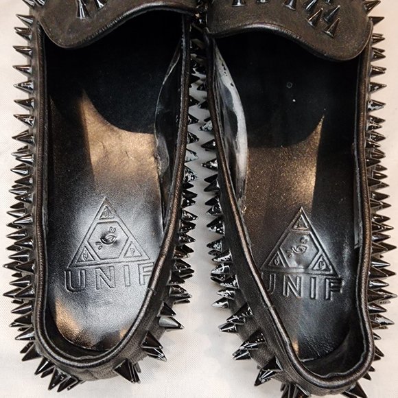 UNIF | Hellraiser Studded Loafers Black With Black Spikes - Picture 3 of 7